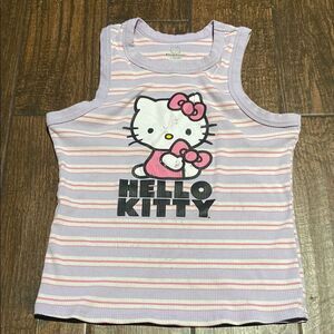 Hello Kitty Striped Kids Tank Top - Pink and White Size XL (15-17)